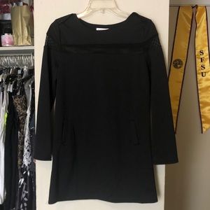 Long sleeve mini dress with mesh detail